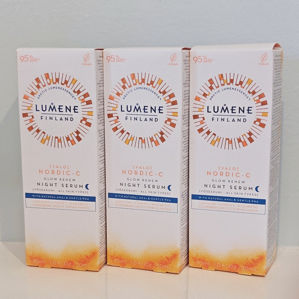 3x Lumene Glow Renew Night Serum          30ml/1oz Each